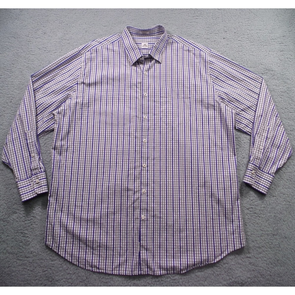 Peter Millar Shirt Mens Size XXL‎ White Gray Plaid Button Down Long Sleeve